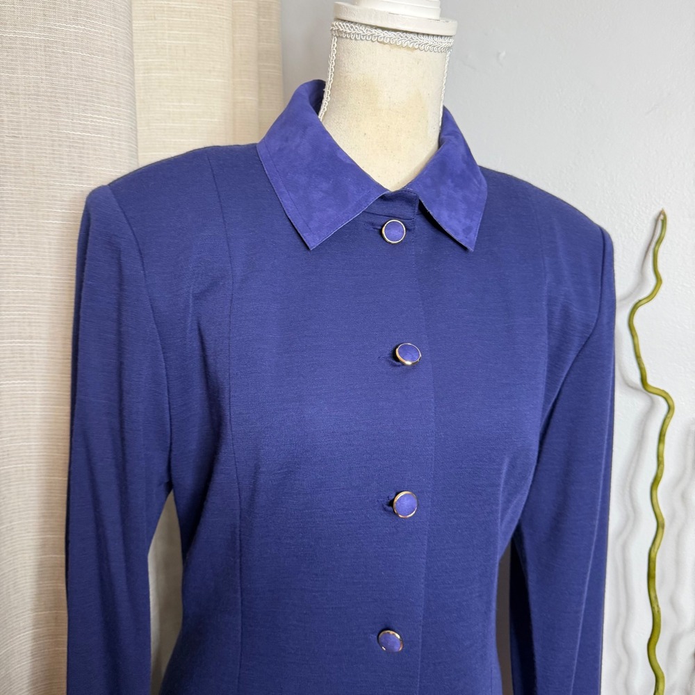 70s Vintage Ciao Ltd Princess Coat Button Front Wool Blend Faux Suede Women's 14 - Picture 3 of 11